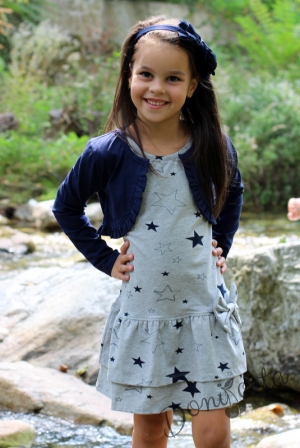 Summer children's short sleeve dress in gray with dots