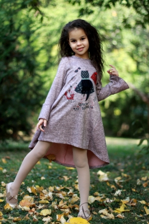 Детска рокля от плетиво в розов меланж