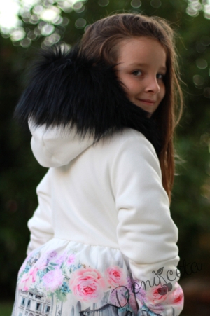 Детско палто на цветя с качулка