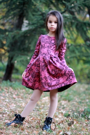 Детска рокля с дълъг ръкав на цветя