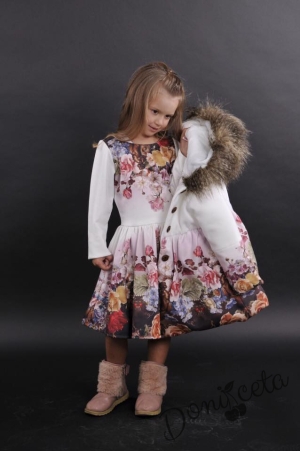Комплект от рокля с палто на цветя