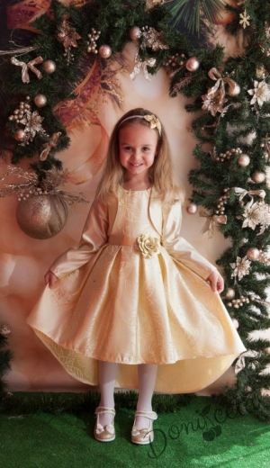 Детска официална рокля в златно с болеро