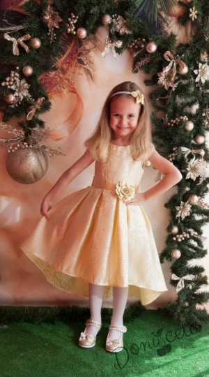 Детска рокля с болеро в златисто