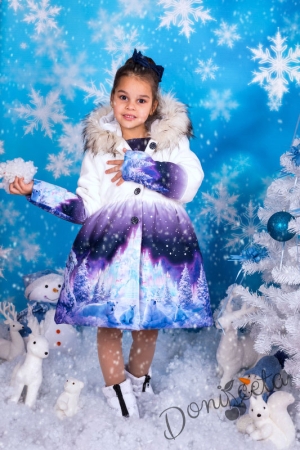 Уникален тоалет пт детско палто с рокля  със зимен замък