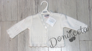 Бебешка плетена жилетка в бяло