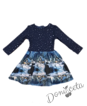 Детска рокля с градски мотиви зимна нощ