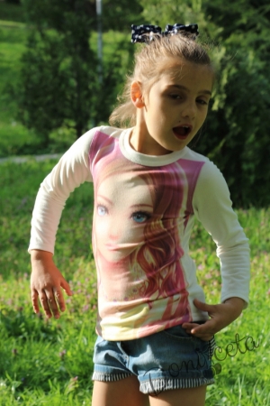 Детска блуза с дълъг ръкав за момиче с момиче синеочка
