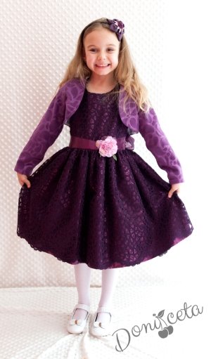 Официална детска рокля в лилаво с болеро