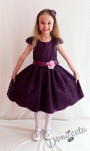 Официална детска рокля в лилаво с болеро
