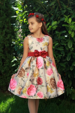 Официална детска рокля на цветя в бордо Брилянтина