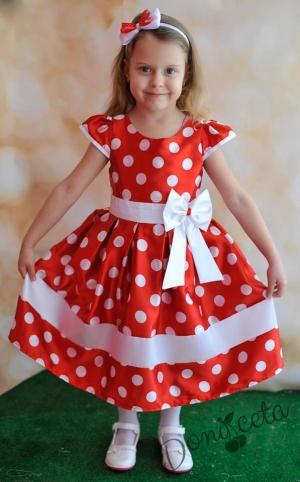 Официална детска рокля в в червено на точки