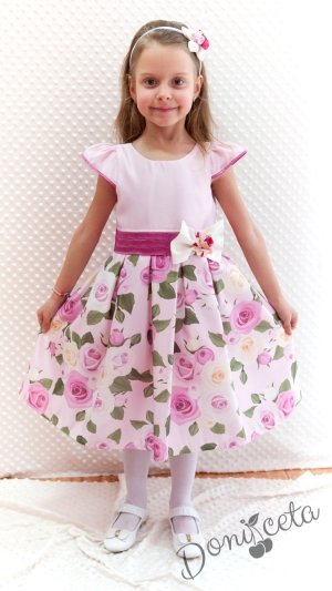 Детска рокля на цветя с къс ръкав Вили