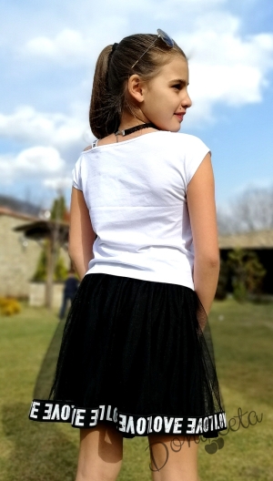 Детска туника в бяло  с надписи - Miss Lady, je suis tres chic