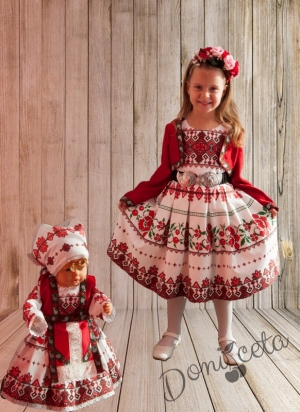 Детска рокля за момиче тип народна носия с фолклорни мотиви и  диадема