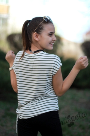 Детска туника/тениска за момиче с къс ръкав с надпис в златисто