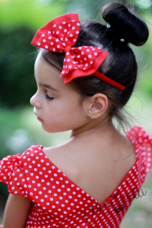 Лятна детска рокля в червено на точки