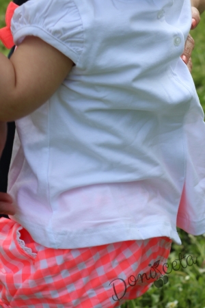  Детски карирани къси панталонки в неоново за момиче Карирани къси панталонки