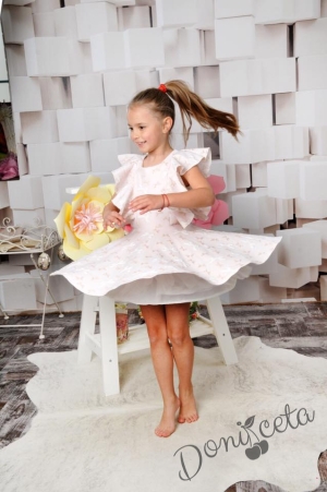 Официална детска рокля в прасковено на пеперуди Вики