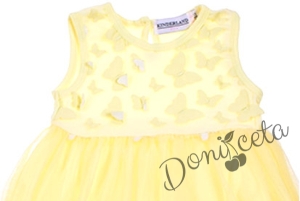 Официална детска рокля в жълто с пеперуди