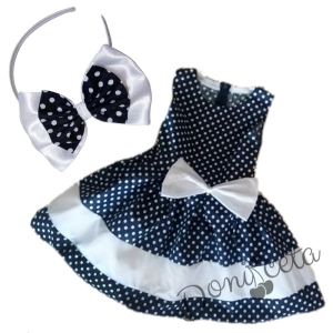Официална или ежедневна детска рокля на точки с диадема