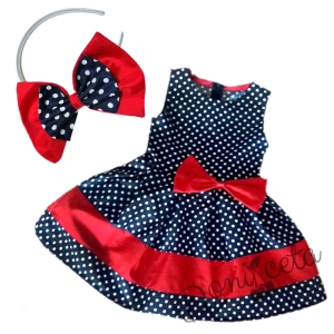 Официална или ежедневна детска рокля на точки с диадема 