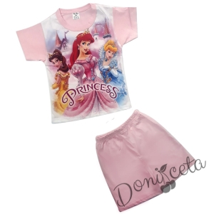Детска пижама за момиче с къс ръкав с Принцеси