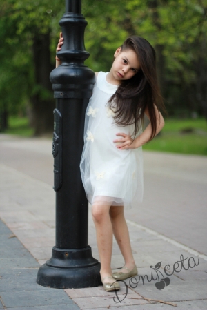 Ежедневна или официална детска рокля Евелин с пеперуди в екрю