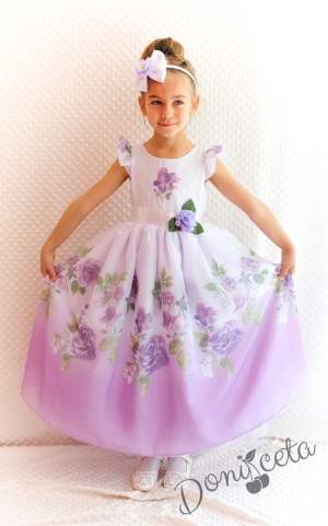 Официална детска дълга рокля на цветя