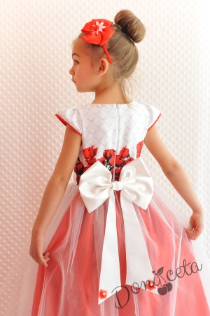Официална дълга детска рокля с рози с цветя