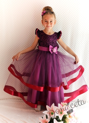 Официална детска дълга рокля в лилаво 212ТЛД