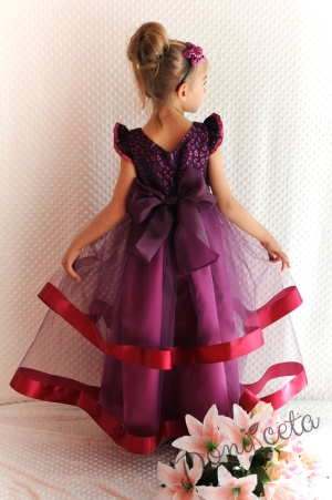 Официална детска дълга рокля в лилаво 212ТЛД