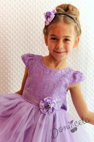 Официална детска рокля в Лидия в лилаво с тюл 