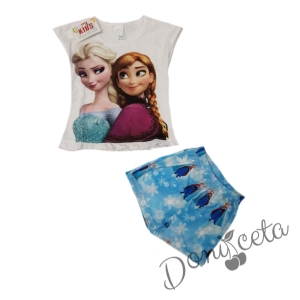 Детска пижама с къс ръкав с Анна и Елза
