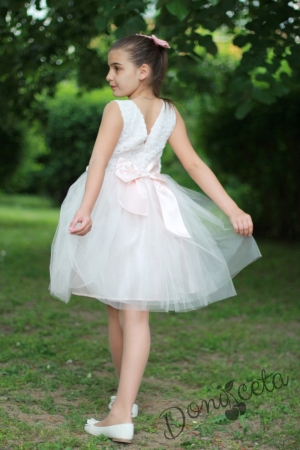 Официална детска рокля  Велика в бледопрасковено
