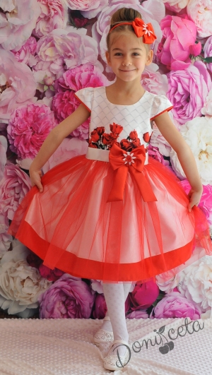 Официална детска рокля  Джеси с  цветя и тюл
