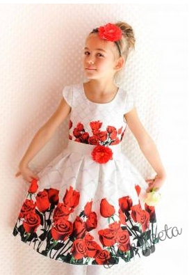 Официална детска рокля  с рози Рая 290Р