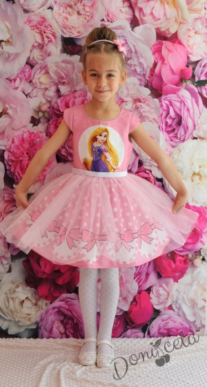 Официална детска рокля  с тюл с Рапунцел