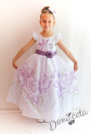 Официална детска дълга рокля на цветя 177ЛЦД