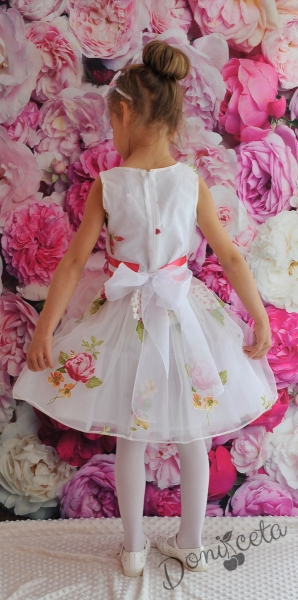 Лятна официална детска рокля от органза Мая на цветя 