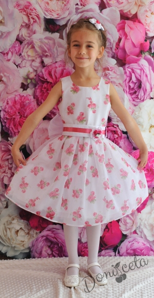 Официална детска рокля на цветя от органза без ръкав за сезон пролет-лято  Мина