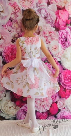 Официална детска/бебешка рокля от органза на цветя Фани за сезон пролет-лято 