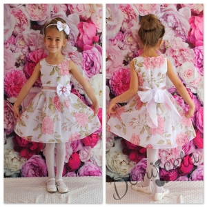 Официална детска/бебешка рокля от органза на цветя Фани за сезон пролет-лято 