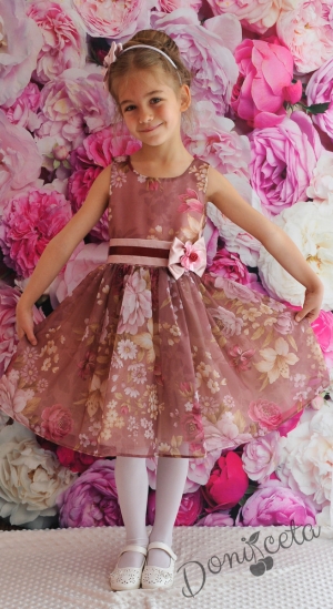 Официална детска рокля Кати от органза на цветя за сезон пролет-лято 21ТБ