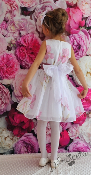 Детска официална рокля на цветя от органза Валя 21К