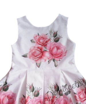 Официална или ежедневна детска рокля Магдалена на цветя в розово 
