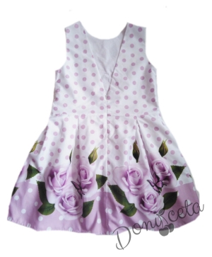 Детска рокля на цветя в лилаво и бяло