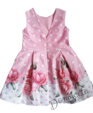  Детска рокля на цветя в розово и точки
