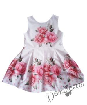 Официална или ежедневна детска рокля Магдалена на цветя в розово 