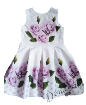  Детска рокля на цветя в лилаво и бяло Кристияна
