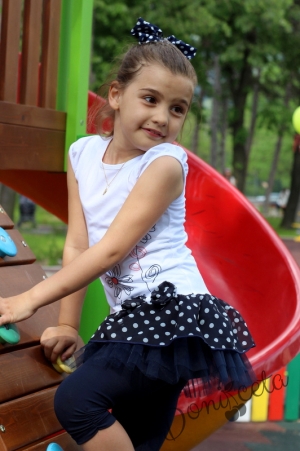 Ежедневна детска рокля с панделка Алиса сини точки